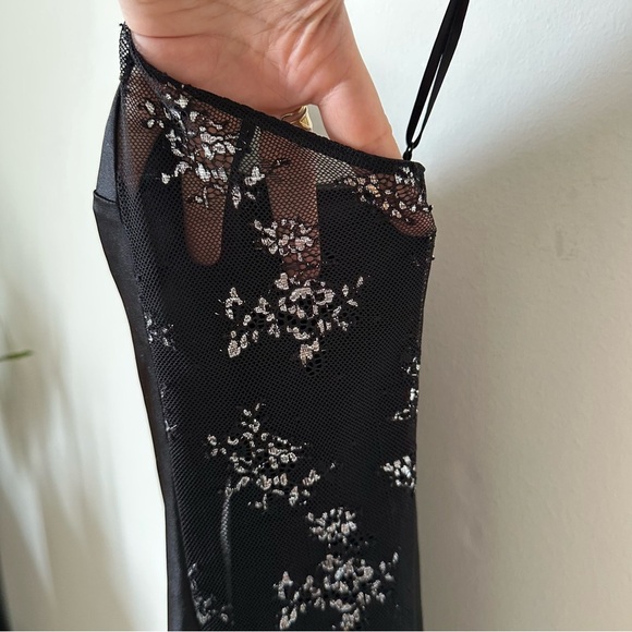 Victoria's Secret Satin Black Slip Nightgown Shimmer and Lace Size  S - Picture 6 of 8